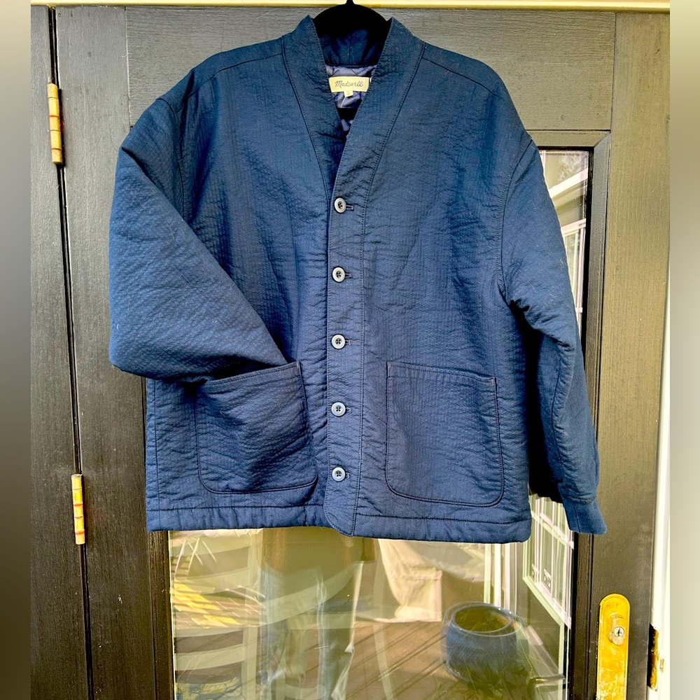 Madewell Navy Quilted Bomber Jacket